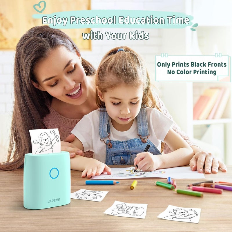 JADENS Sticker Printer, Mini Printer for iPhone, Bluetooth Thermal Sticker Maker Machine, Pocket Inkless Phone Printer for Children's Gift, Study Notes, Learning Assistance, Journal(Green) - Image 5